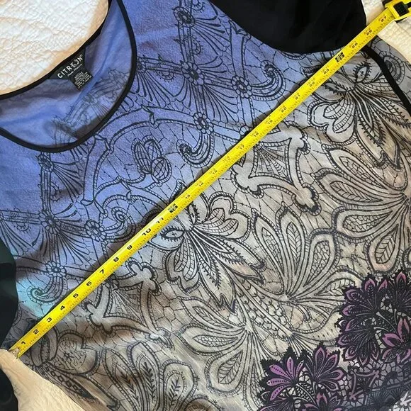 Citron Santa Monica Womens Silk & Polyester Sheer Tunic Blouse With Floral Print - Picture 7 of 7